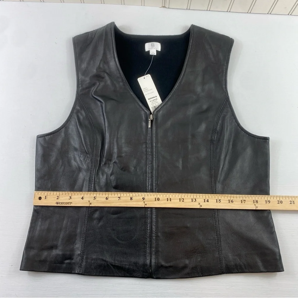 Apt. 9 Women’s Black Lambskin Leather Full‎ Zip Vest Sz XL